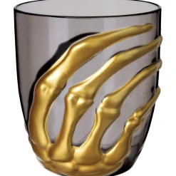 Party City Gold Skeleton Hand Plastic Stemless Wine Glass, 15Oz| Boneyard Glam