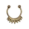 Online Gold Spiked Faux Septum Chain Ring With Earring Jewelry