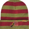 Flash Sale Green & Red Embroidered Freddy Krueger Glove Striped Acrylic Knit Beanie - A Nightmare On Elm Street Men Scary