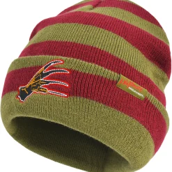 Flash Sale Green & Red Embroidered Freddy Krueger Glove Striped Acrylic Knit Beanie - A Nightmare On Elm Street Men Scary