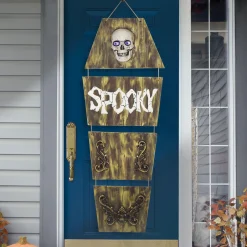 Party City Hanging Coffin With Animated Skull, 5Ft - Halloween Decoration| Animatronics