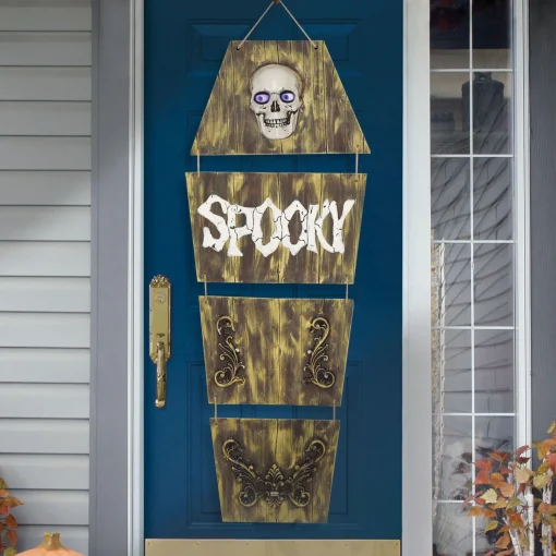 Party City Hanging Coffin With Animated Skull, 5Ft - Halloween Decoration| Animatronics