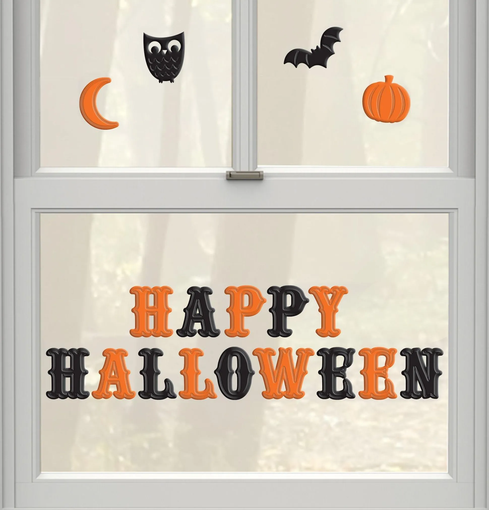 Party City Happy Halloween Gel Cling Decals 18Ct - Modern Halloween| Decorations