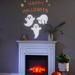 Party City Happy Halloween Ghosts Motion Projector, 3.5In X 3.75In| Strobe Lights & Black Lights