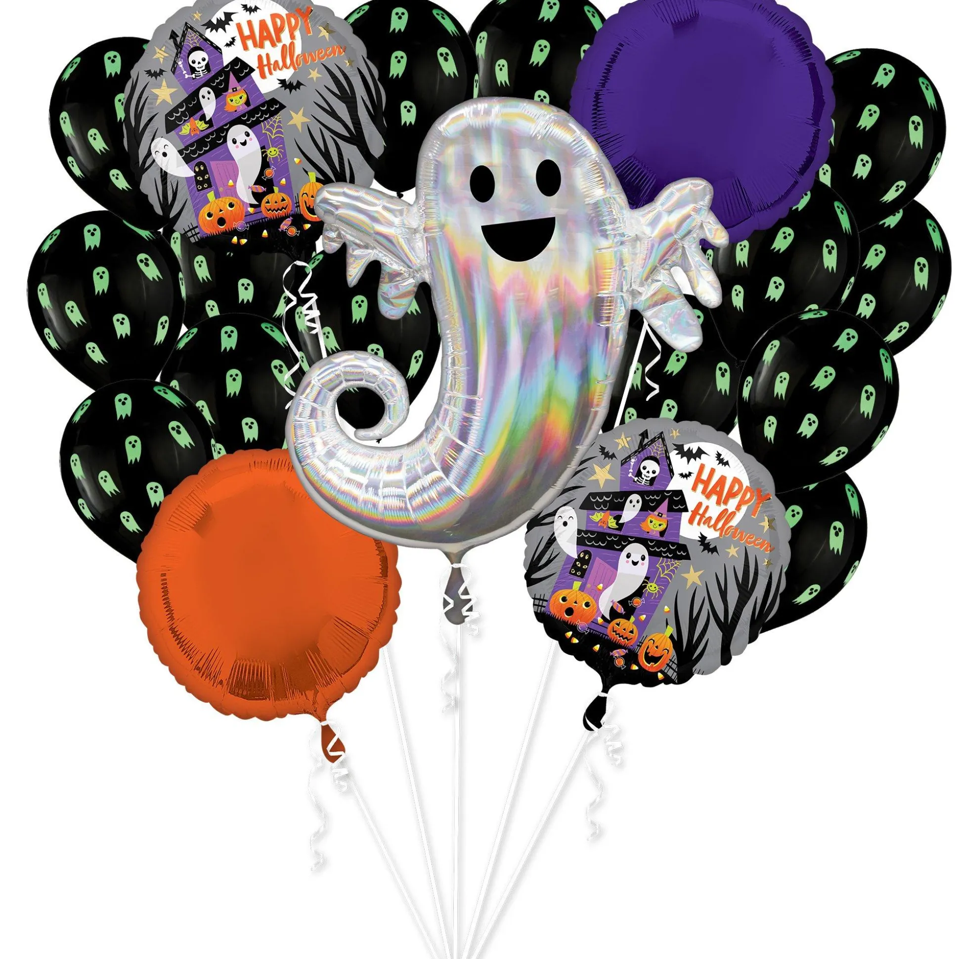 Party City Haunted House Ghost Foil & Latex Balloon Bouquet, 20Pc| Balloons