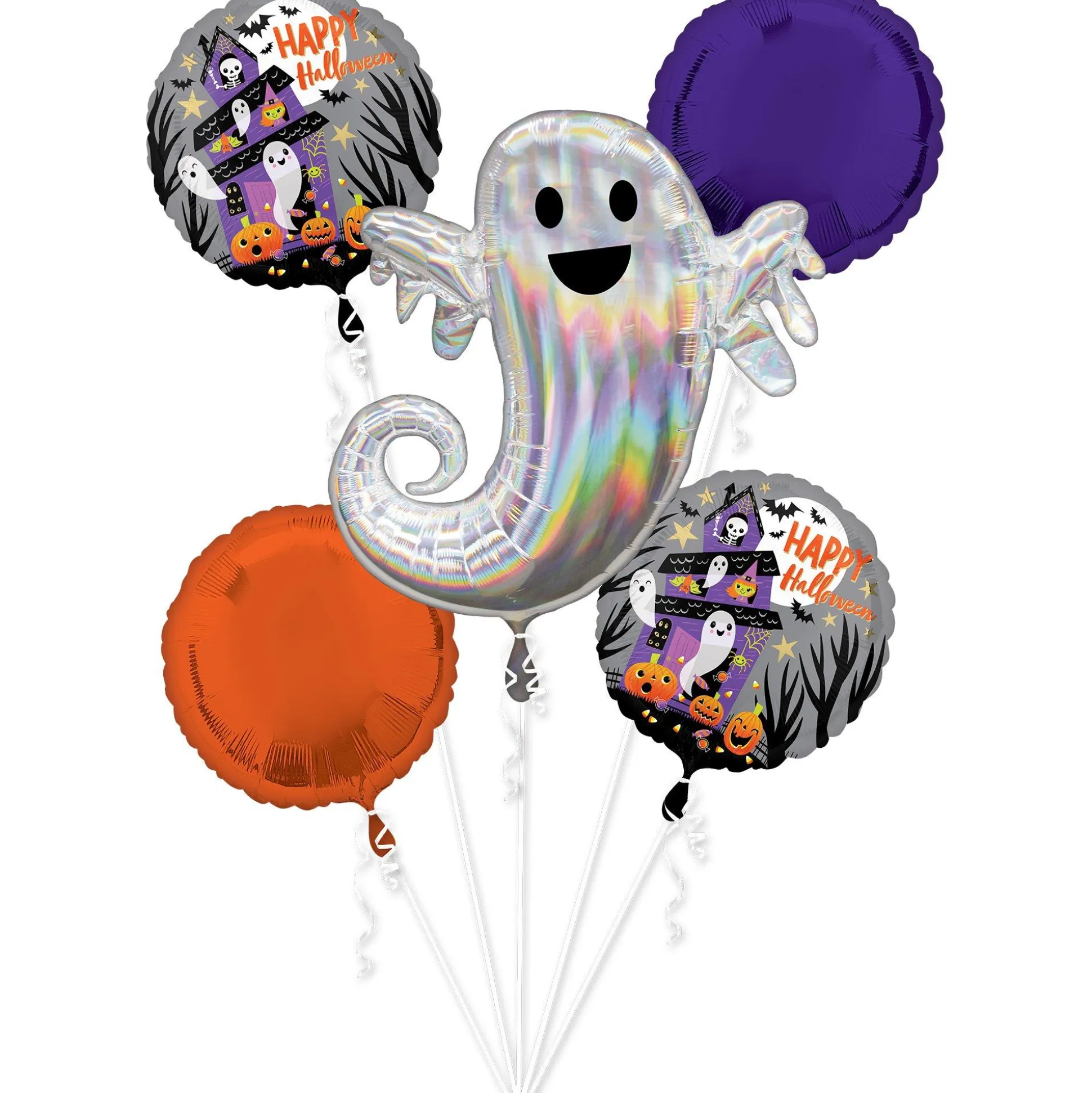 Party City Haunted House Halloween Foil Balloon Bouquet, 5Pc| Balloons