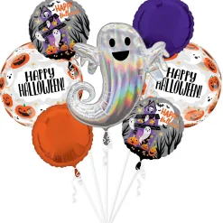 Party City Haunted House Halloween Foil & Plastic Balloon Bouquet, 7Pc| Balloons