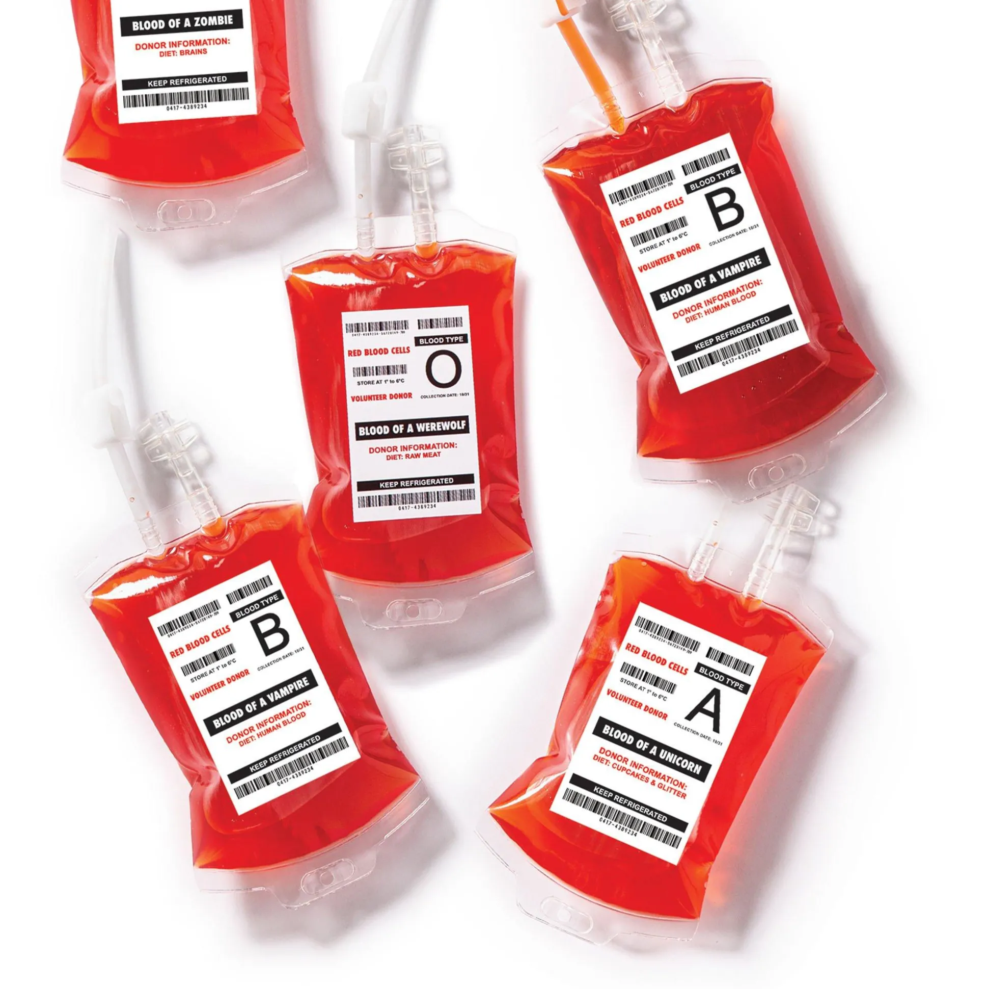 Party City Horror Monster Blood Bag Drink Pouches, 10Oz, 10Ct| Get Axed