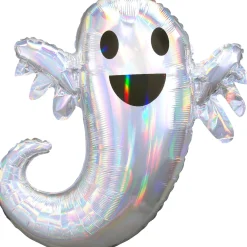 Party City Iridescent Friendly Ghost Foil Balloon, 25In X 28In - Halloween| Balloons