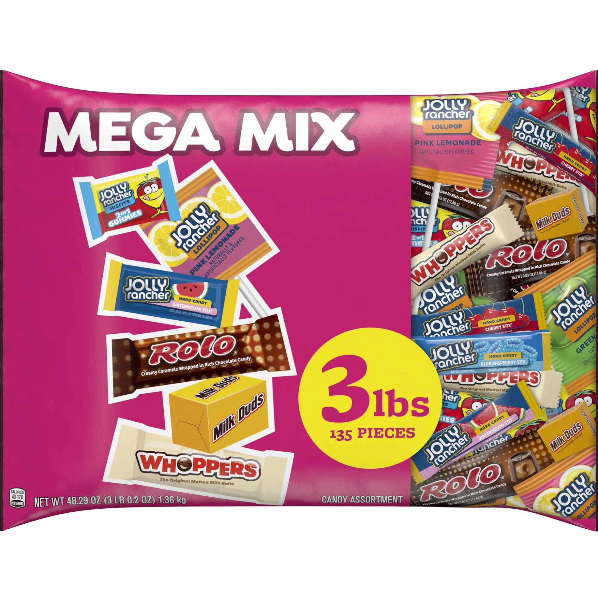 Party City Jolly Rancher & Chewy Chocolate Candy Mega Mix, 135Pc, 48.29Oz| Trunk Or Treat