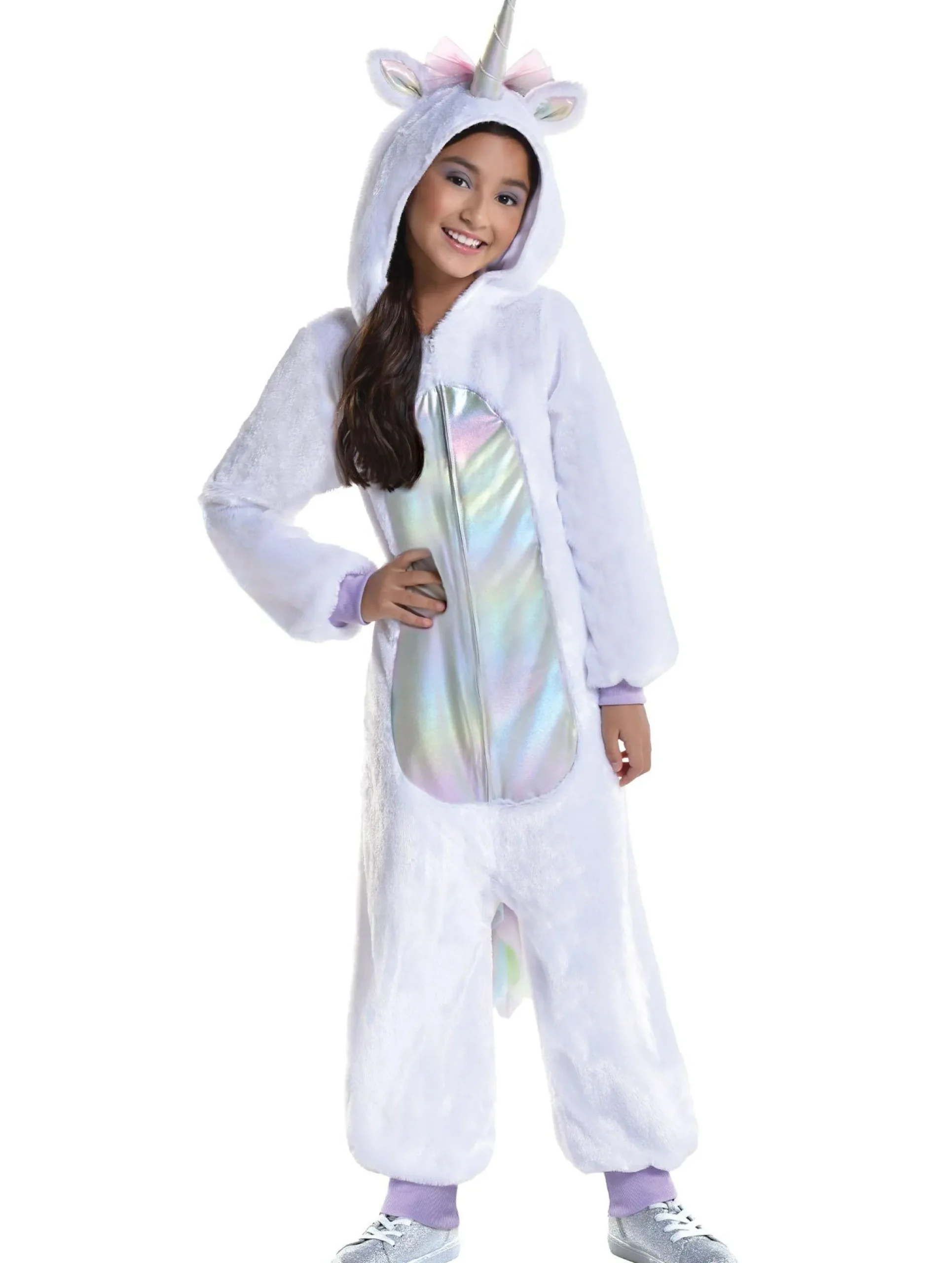 Party City Kids' Iridescent Unicorn One Piece Zipster Costume|Girl Animal & Bug