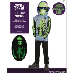 Party City Kids' Zombie Gamer Glow-In-The-Dark Costume|Boy Scary