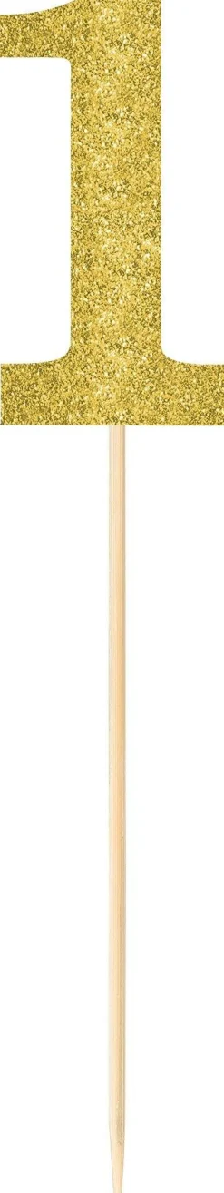 Online Large Glitter Gold Number 1 Picks 2Ct Baking Supplies