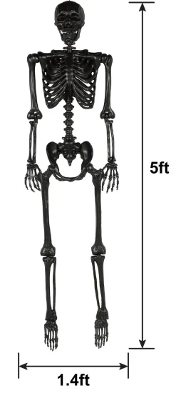 Party City Life-Size Poseable Skeleton, Black, 5Ft - Halloween Decoration| Skeletons