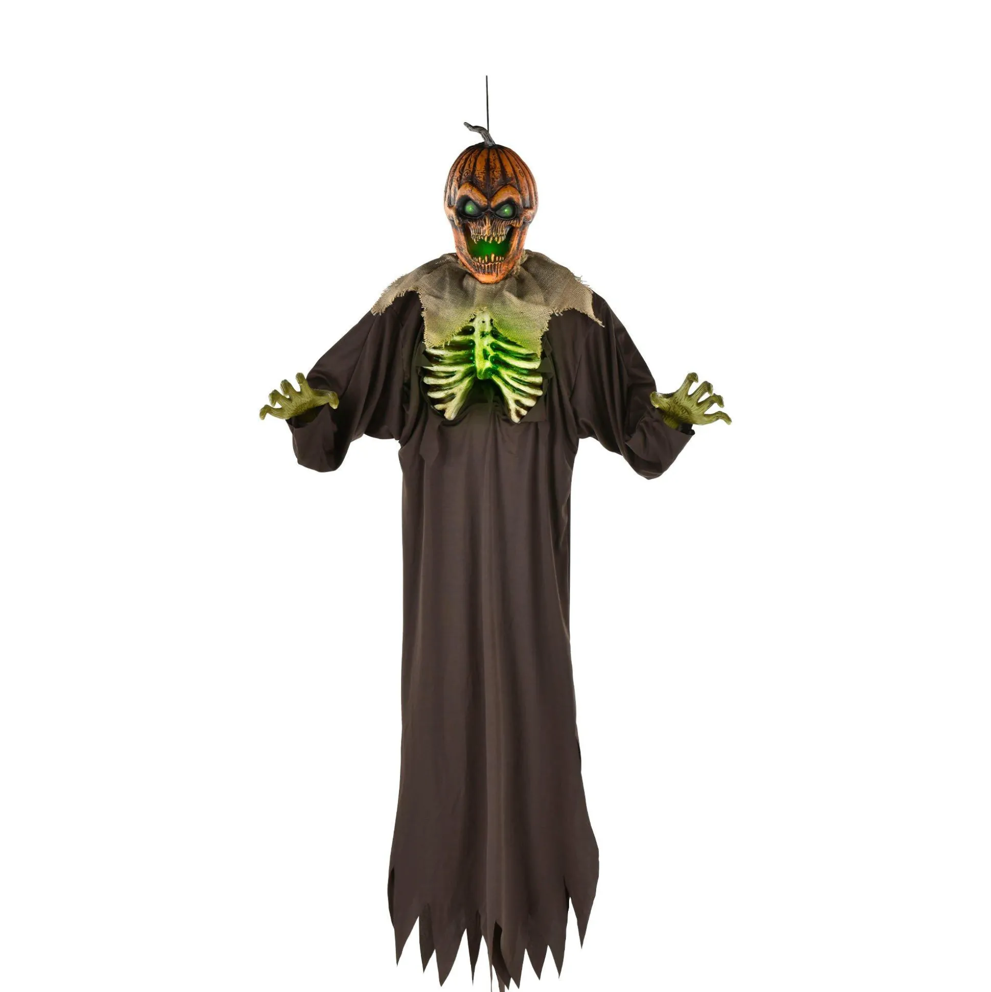 Party City Light-Up & Talking Jack-O'-Lantern Ghoul Hanging Decoration, 6Ft| Hanging Props