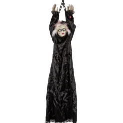 Party City Light-Up Animated Creepy Doll Plastic & Fabric Hanging Decoration With Sounds, 53In| Door Décor & Signs
