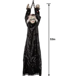 Party City Light-Up Animated Creepy Doll Plastic & Fabric Hanging Decoration With Sounds, 53In| Animatronics