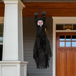 Party City Light-Up Animated Plague Doctor Plastic & Fabric Hanging Decoration With Sounds, 53In| Animatronics