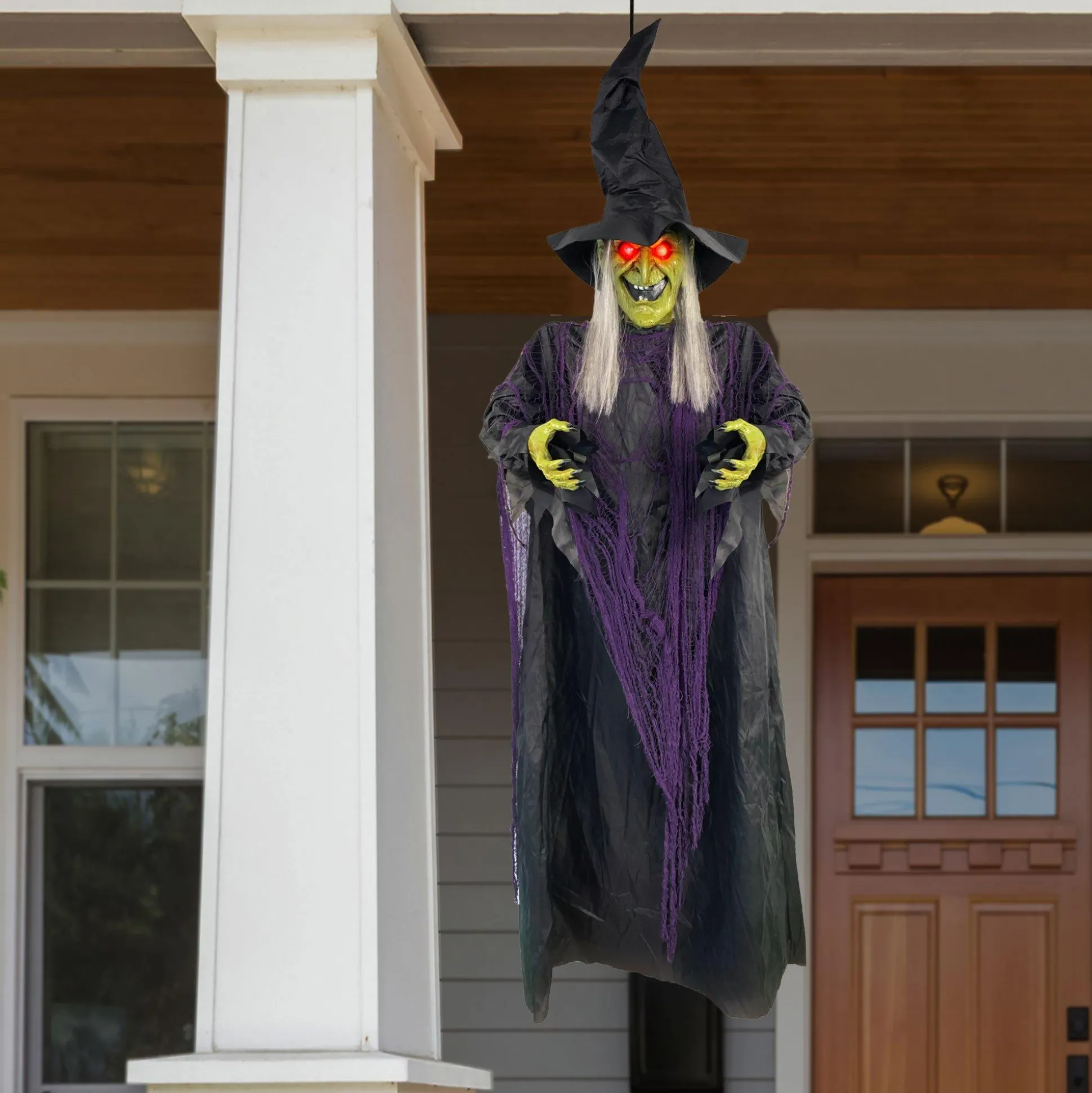 Party City Light-Up Cackling Witch Hanging Halloween Decoration, 6Ft| Hanging Props