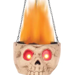 Party City Light-Up Flaming Skull Sconce, 18.25In - Halloween Decoration| Window & Wall Décor