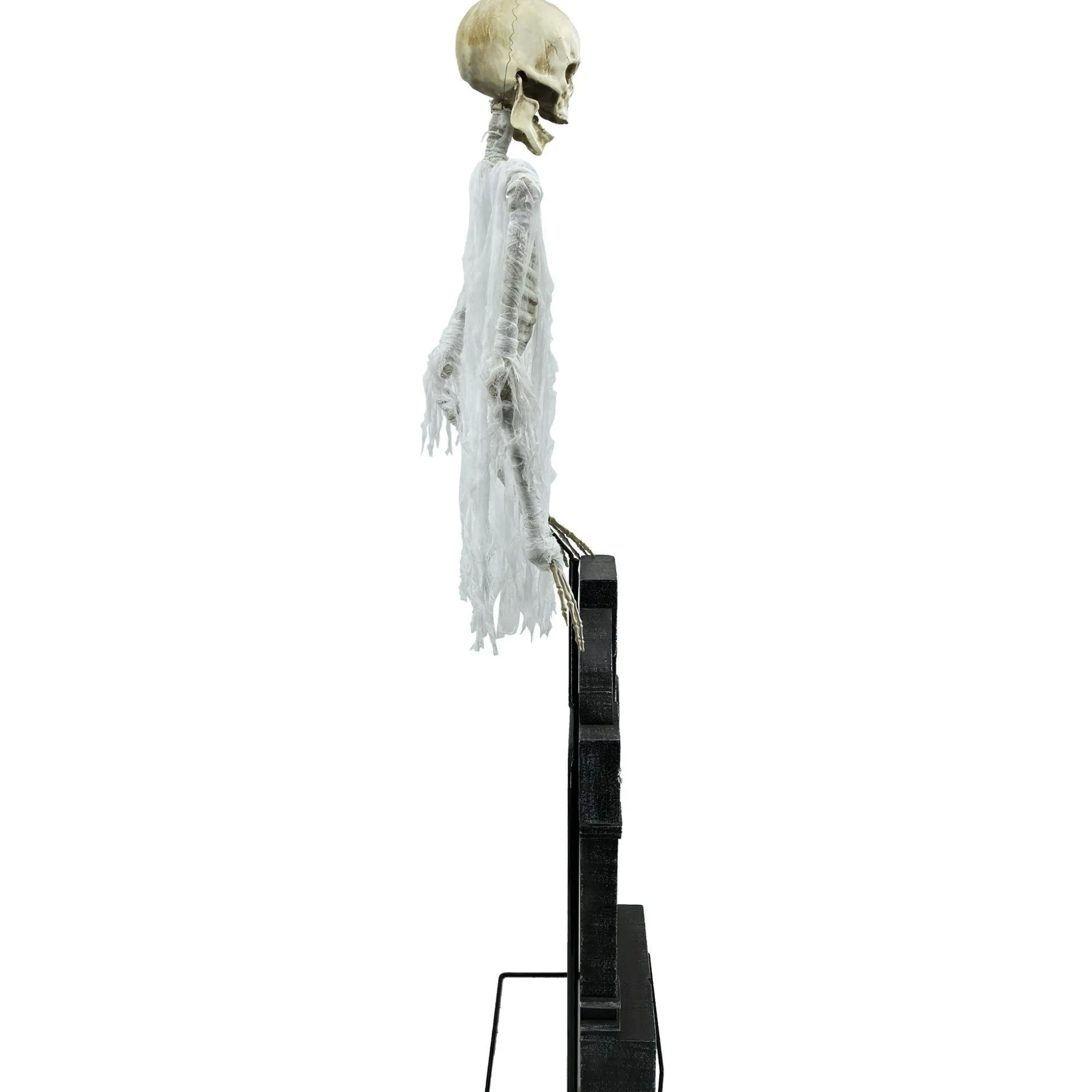 Party City Light-Up Floating Skeleton Ghost & Gravestone Fabric & Plastic Yard Decoration With Sounds, 6Ft| Tombstones & Fencing
