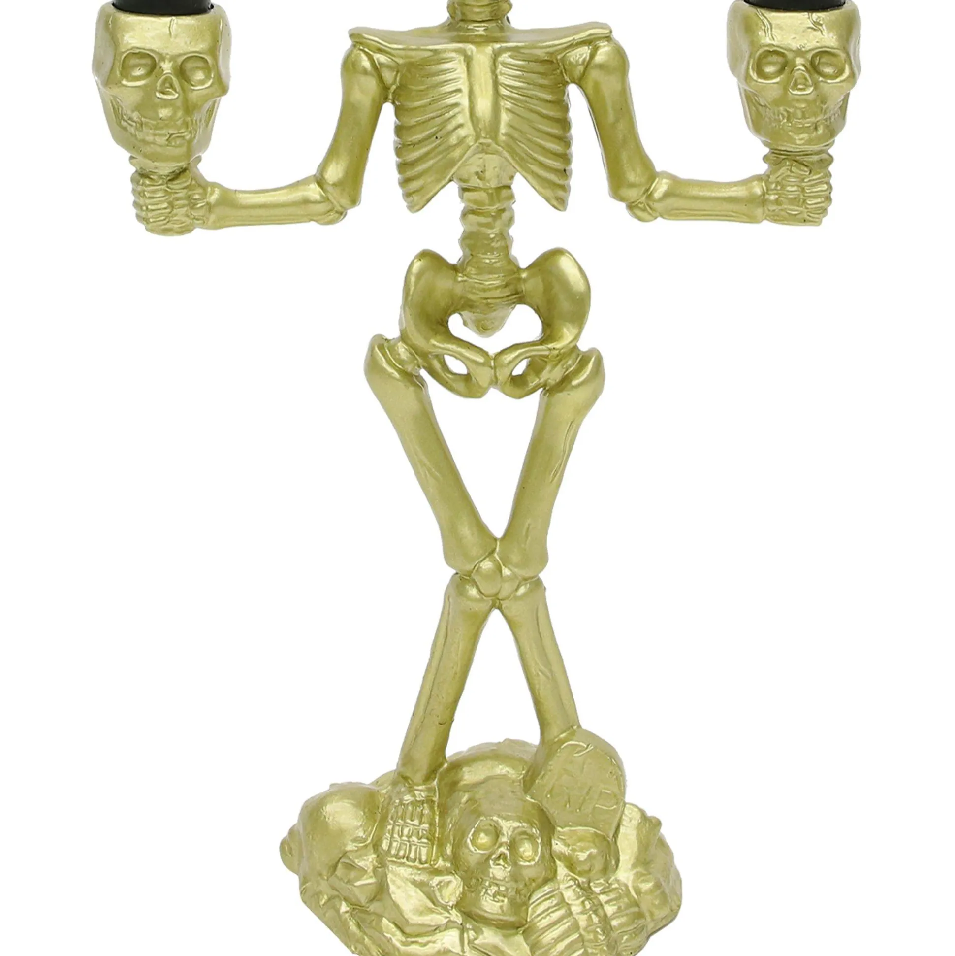 Party City Light-Up Gold Skeleton Plastic Candelabra, 6.3In X 14In| Skeletons