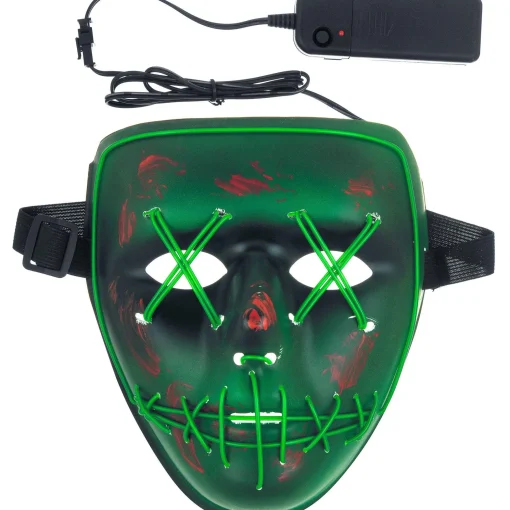 Best Sale Light-Up Green Stitch Face Mask Scary