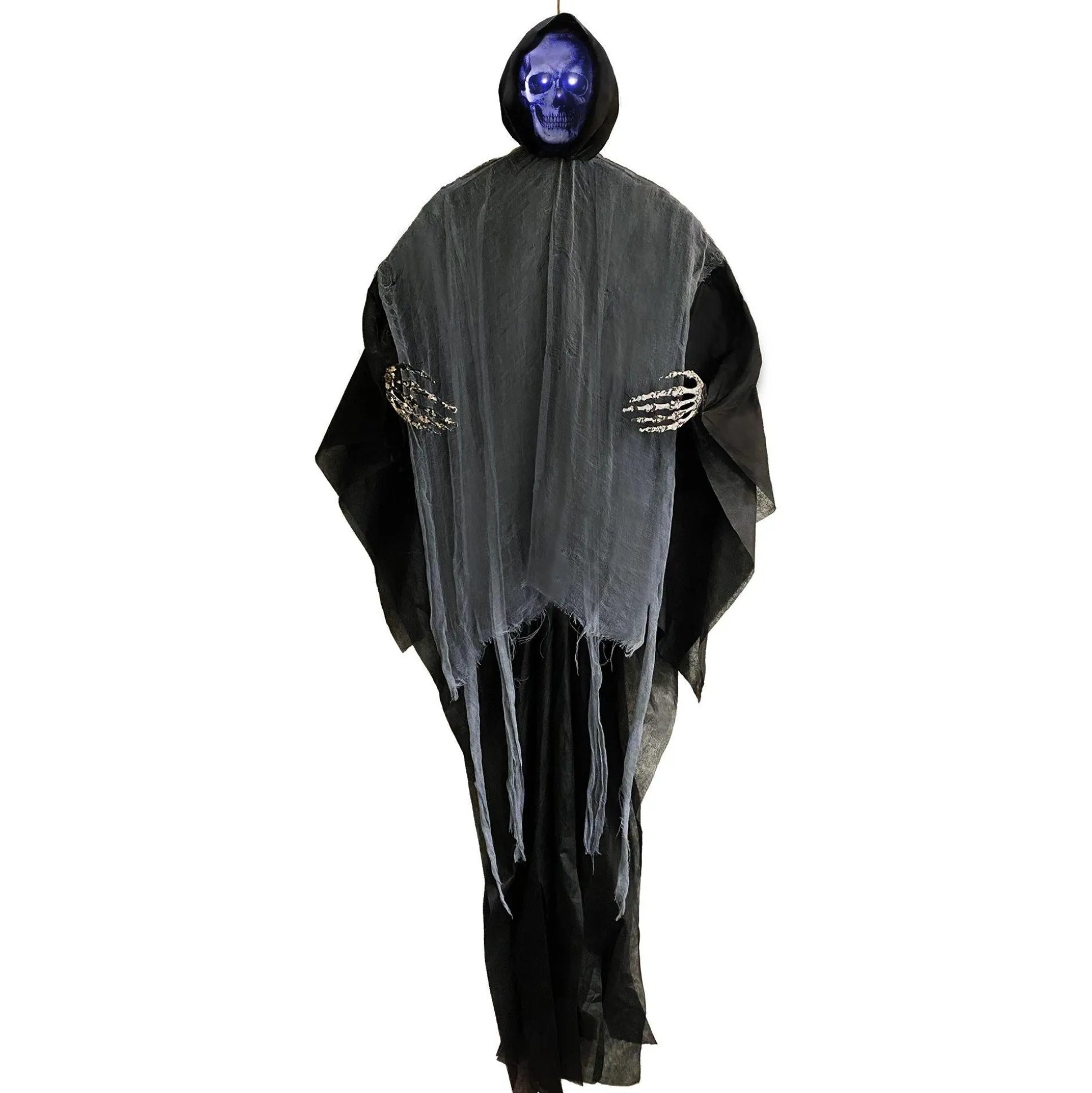 Party City Light-Up Grim Reaper Projection Face Fabric & Plastic Hanging Decoration, 6Ft| Hanging Decorations