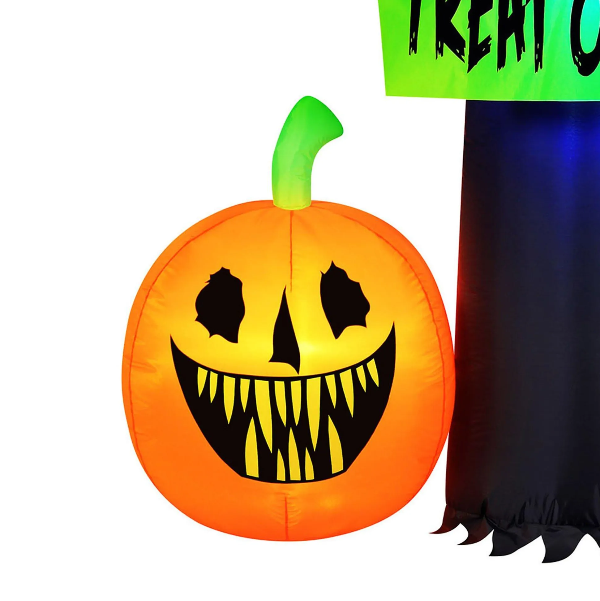 Party City Light-Up Halloween Reaper & Jack-O'-Lantern Inflatable Yard Decoration, 5.5Ft| Inflatables & Blow-Ups