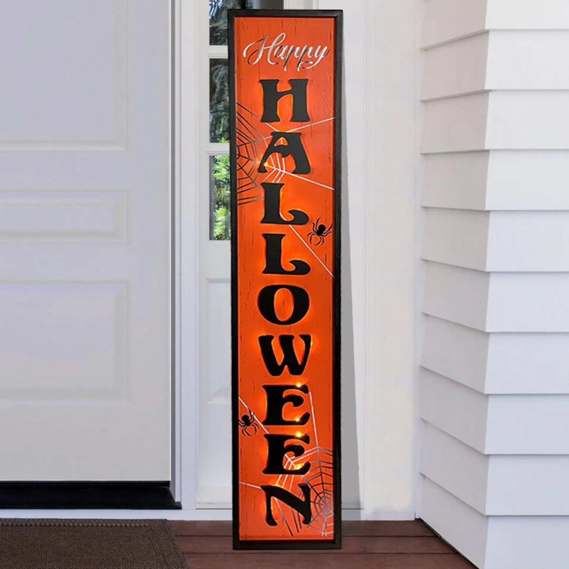 Party City Light-Up Happy Halloween Mdf Porch Sign, 42In| Door Décor & Signs