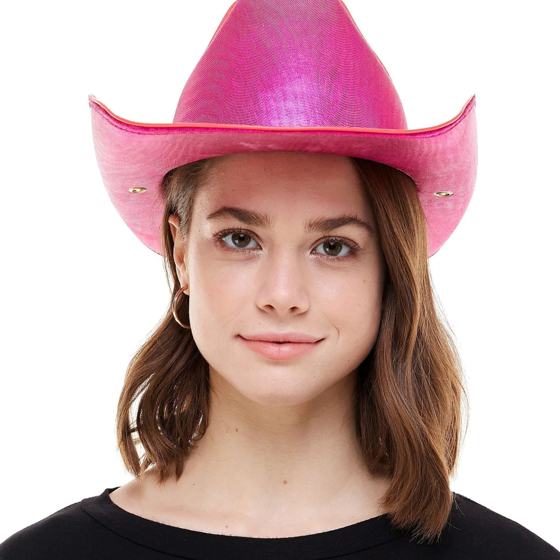 Outlet Light-Up Neon Pink Fabric Cowboy Hat Cowboy