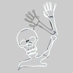 Party City Light-Up Neon Skeleton Sign, 18In - Halloween Decoration| Strobe Lights & Black Lights