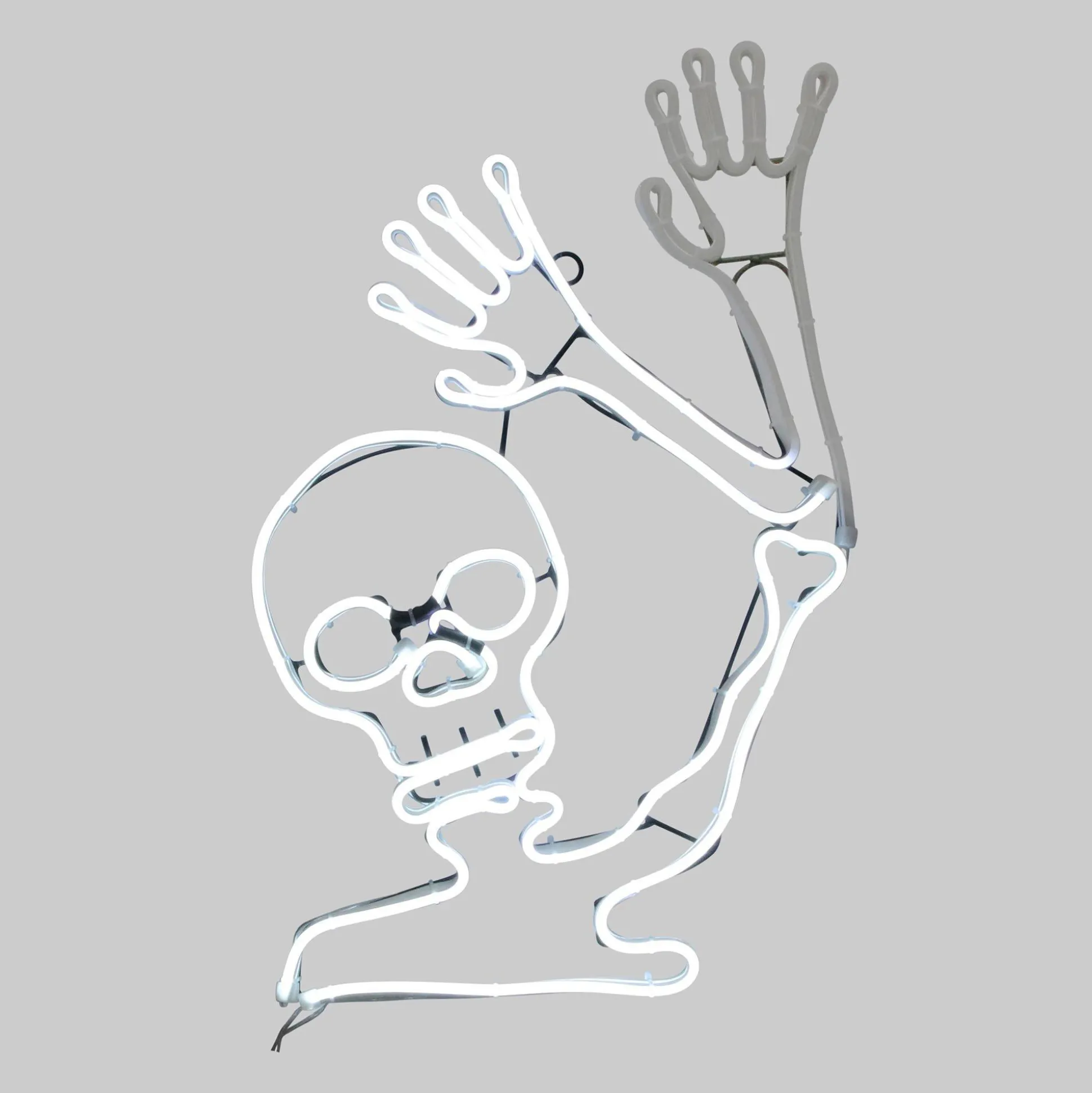 Party City Light-Up Neon Skeleton Sign, 18In - Halloween Decoration| Strobe Lights & Black Lights