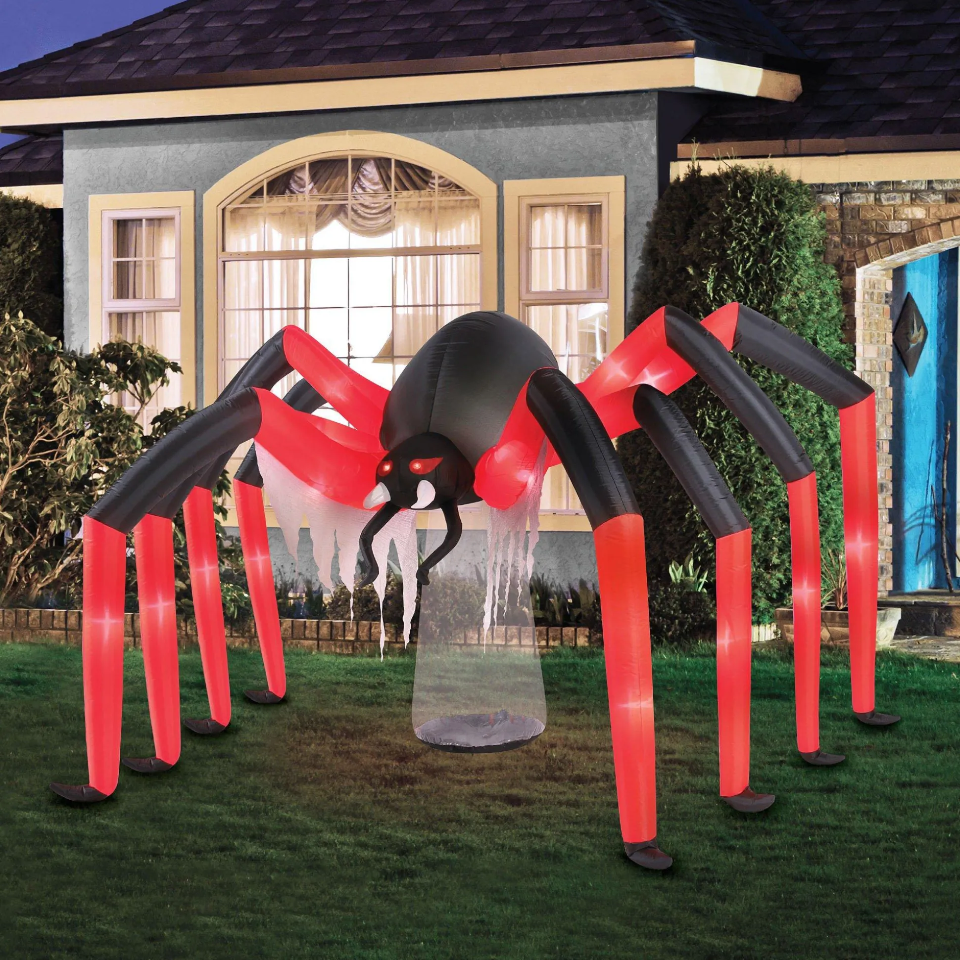 Party City Light-Up Red & Black Giant Spider Inflatable Yard Decoration, 9Ft X 6Ft| Inflatables & Blow-Ups