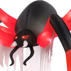 Party City Light-Up Red & Black Giant Spider Inflatable Yard Decoration, 9Ft X 6Ft| Inflatables & Blow-Ups
