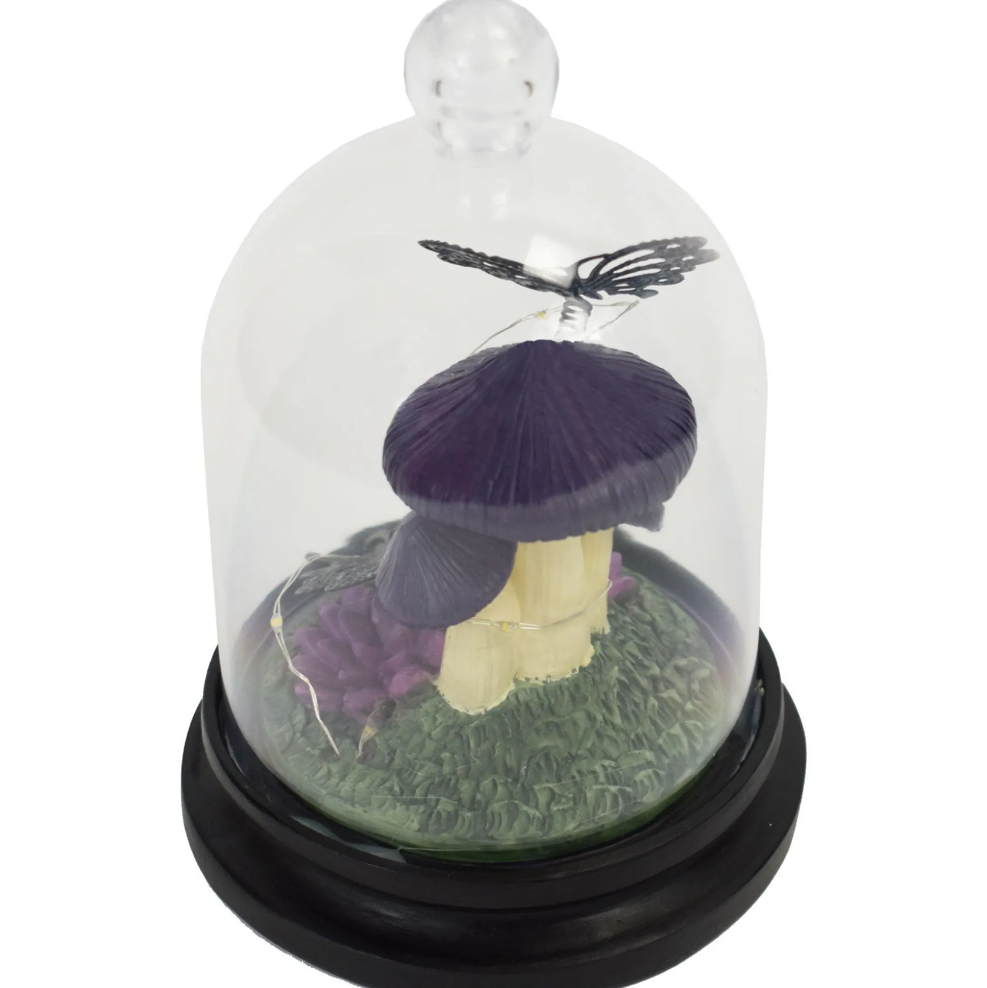 Party City Light-Up Resin Mushroom & Butterfly Dome, 10.25In| Table Décor & Centerpieces