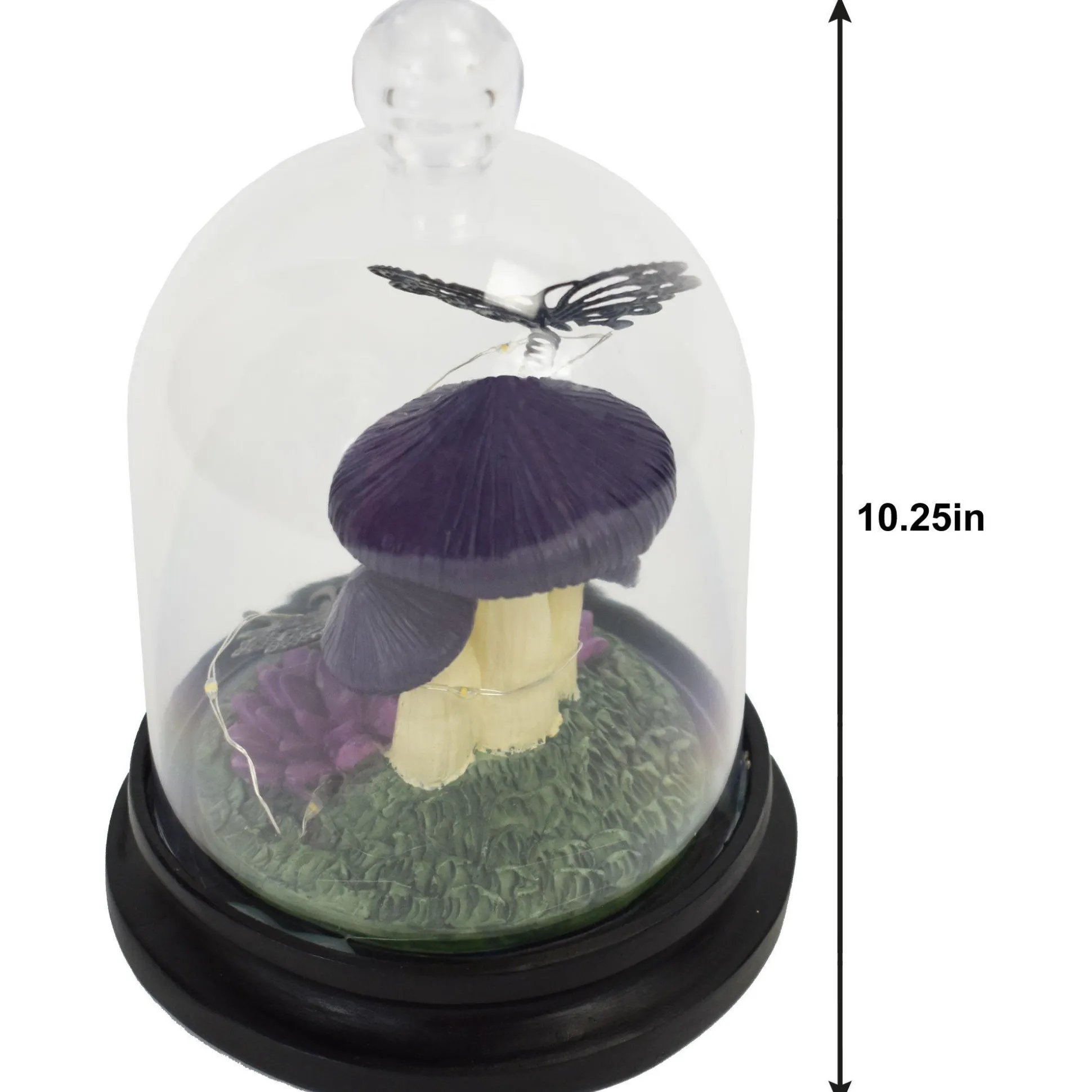 Party City Light-Up Resin Mushroom & Butterfly Dome, 10.25In| Home Décor