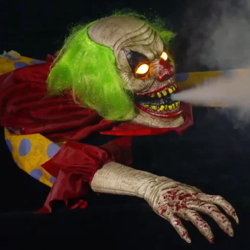 Party City Light-Up Zombie Clown With Fog Effect, 25In| Standing Props