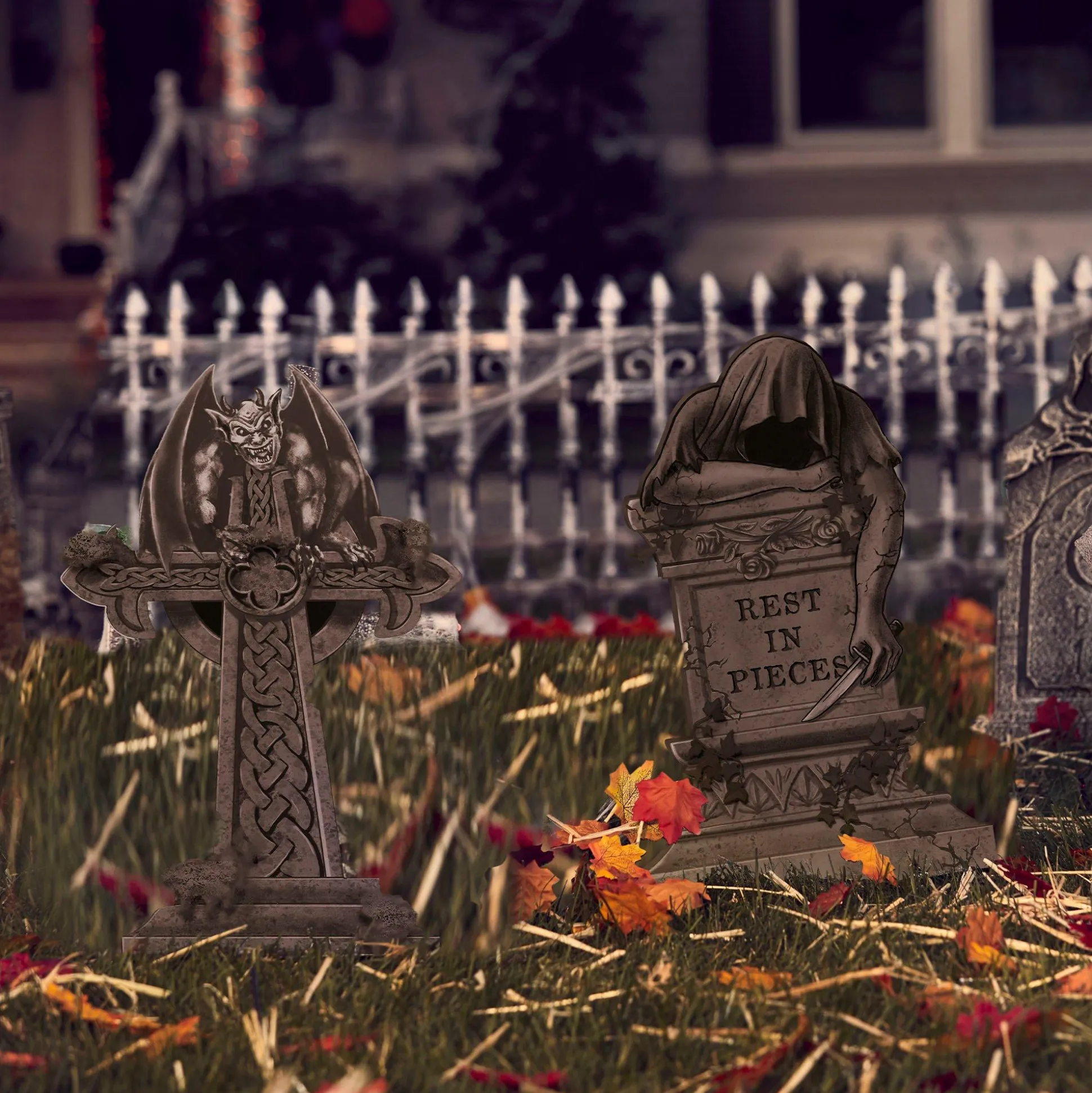 Party City Living Gargoyle Tombstone, 9.8In X 19.2In| Tombstones & Fencing