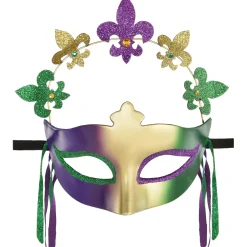 Online Mardi Gras Purple Feather & Gold Filigree Masquerade Mask Masquerade