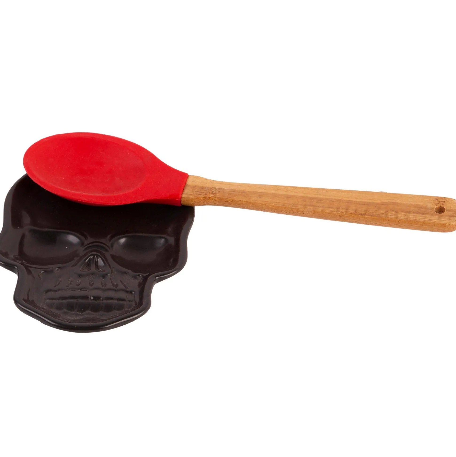 Party City Matte Black Stone Skull Spoon Rest, 4.6In X 6.3In| Home Décor