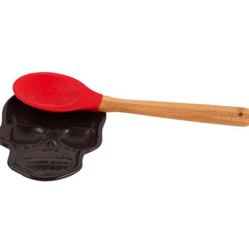 Party City Matte Black Stone Skull Spoon Rest, 4.6In X 6.3In| Boneyard Glam