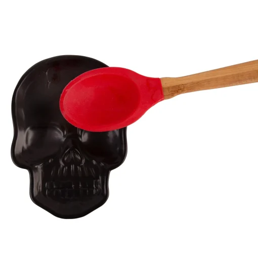 Party City Matte Black Stone Skull Spoon Rest, 4.6In X 6.3In| Boneyard Glam