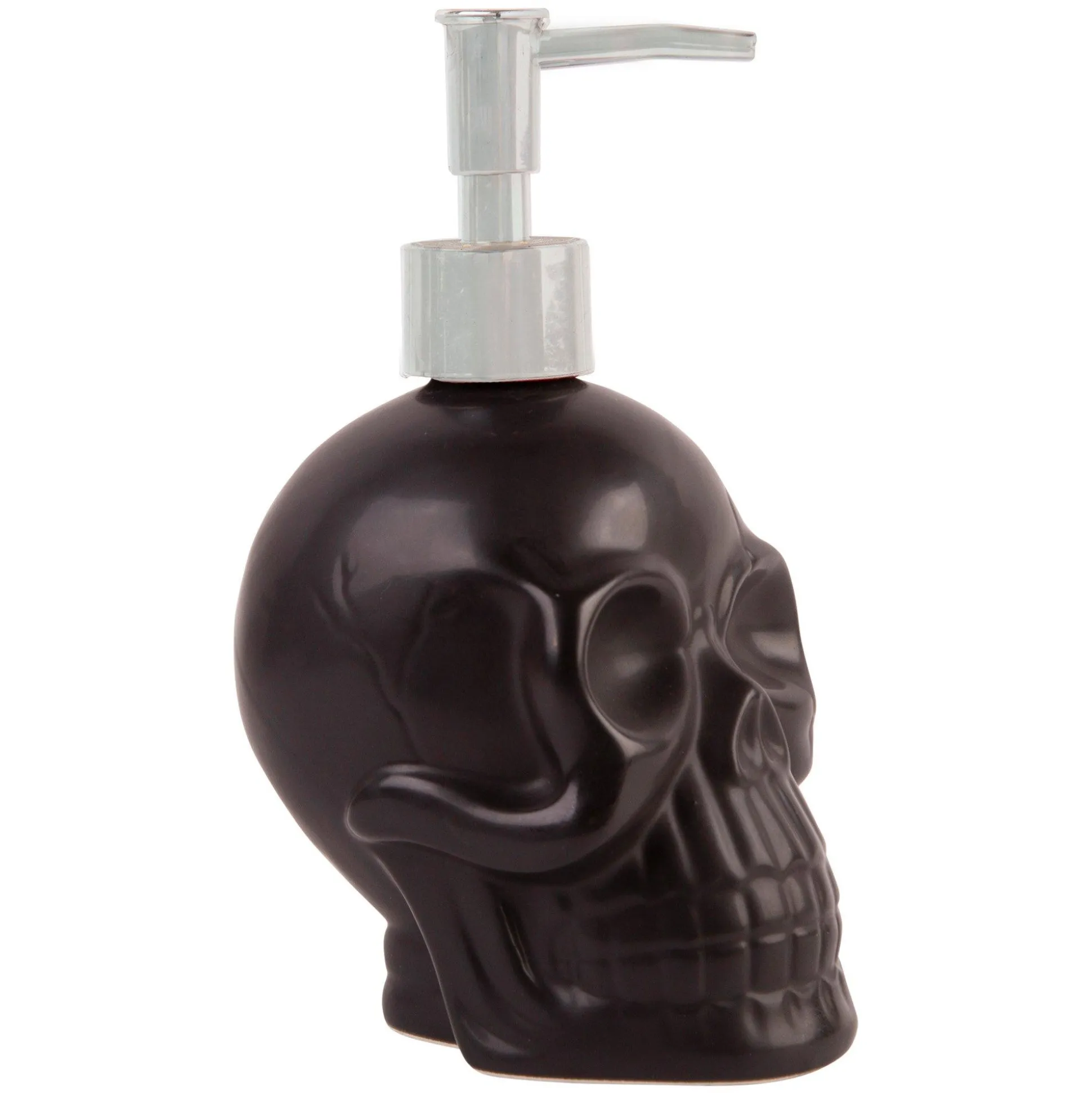 Party City Matte Black Stone Skull Soap Dispenser, 3.5In X 6.9In| Home Décor