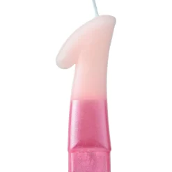 Clearance Metallic Dipped Pink Number 1 Birthday Candle 3 1/4In Baking Supplies