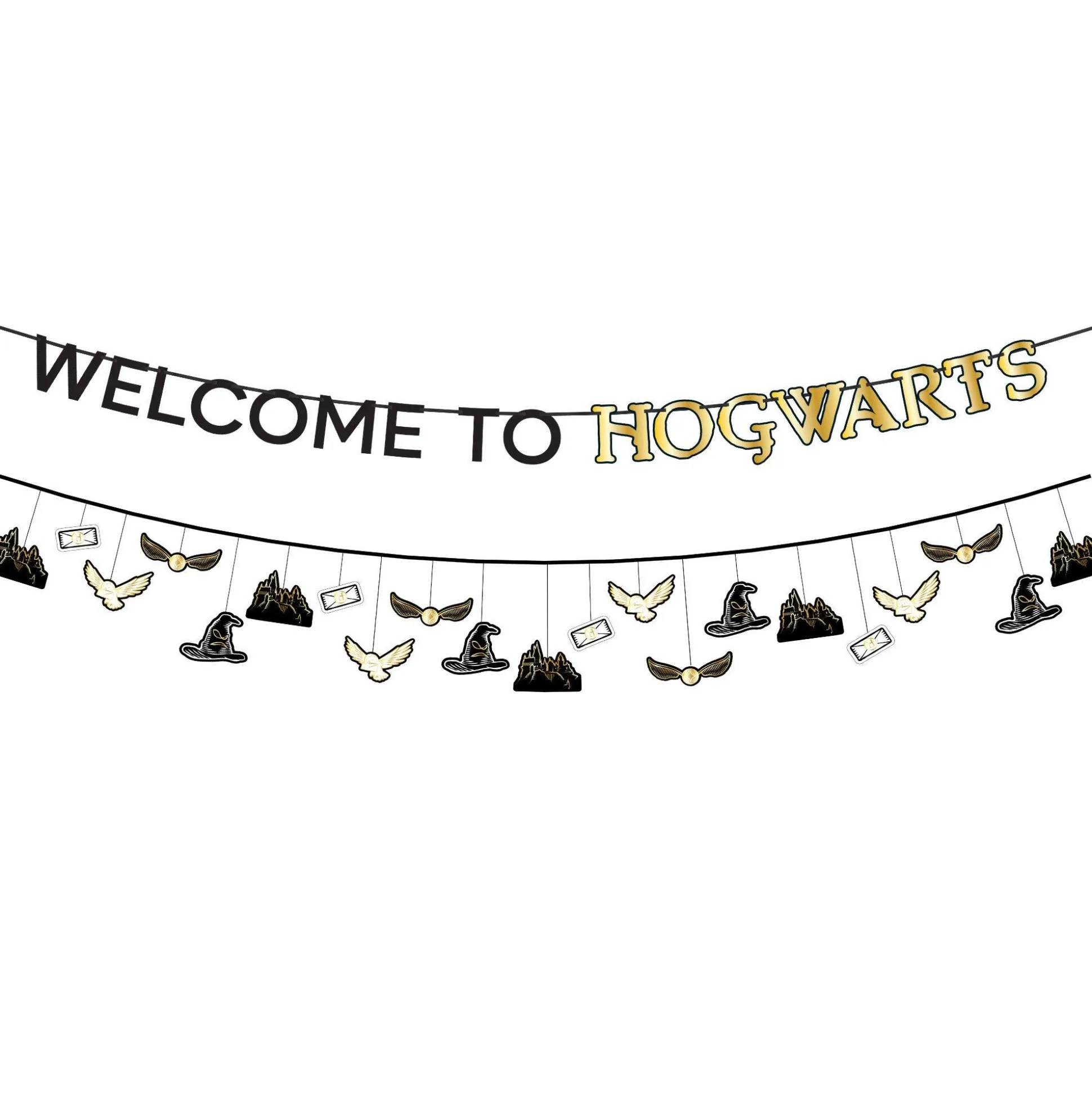 Party City Metallic Harry Potter Cardstock Banners, 12Ft, 2Ct| Window & Wall Décor