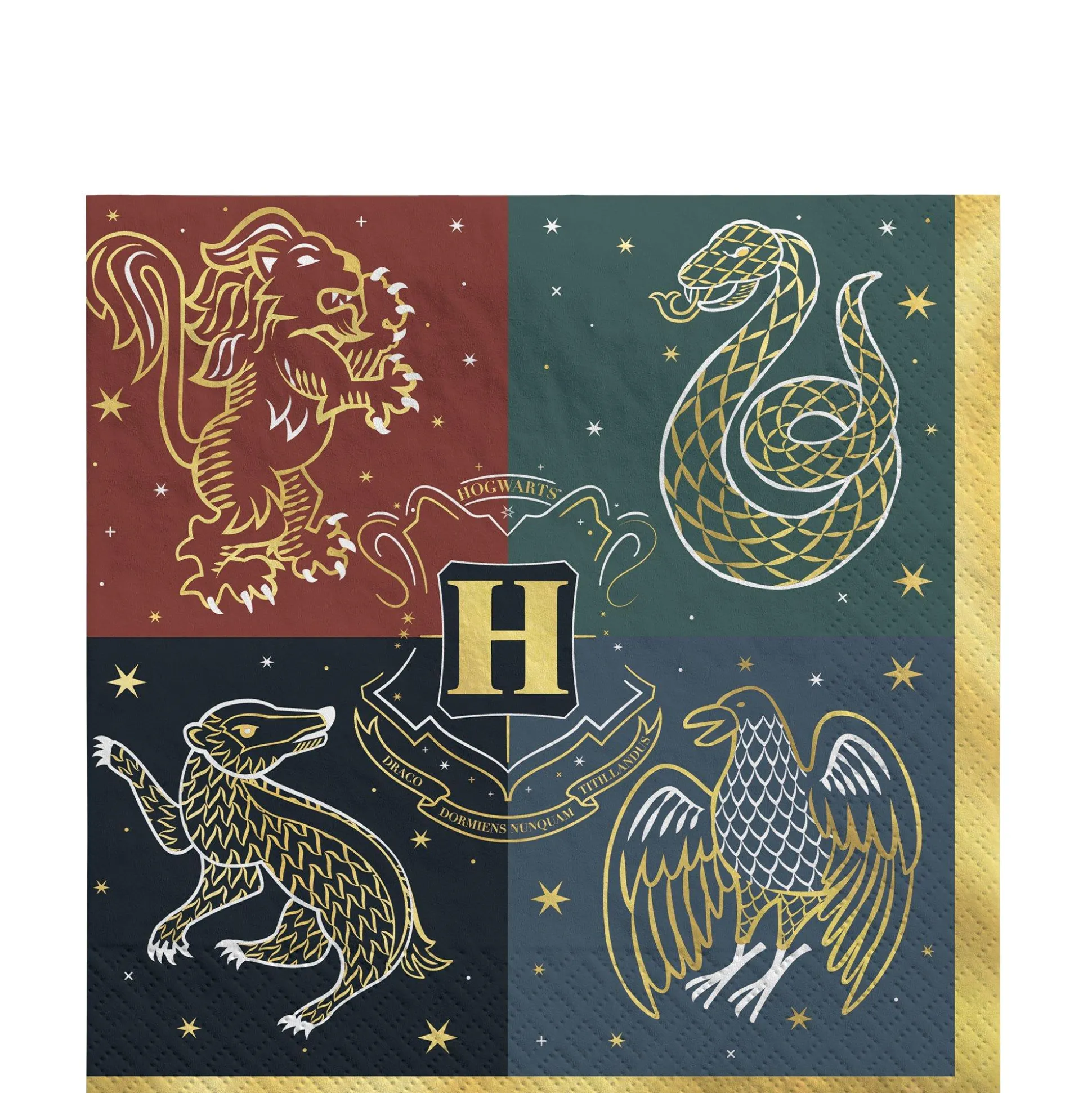 Party City Metallic Hogwarts United Paper Lunch Napkins, 6.5In, 16Ct - Harry Potter| Harry Potter Hogwarts