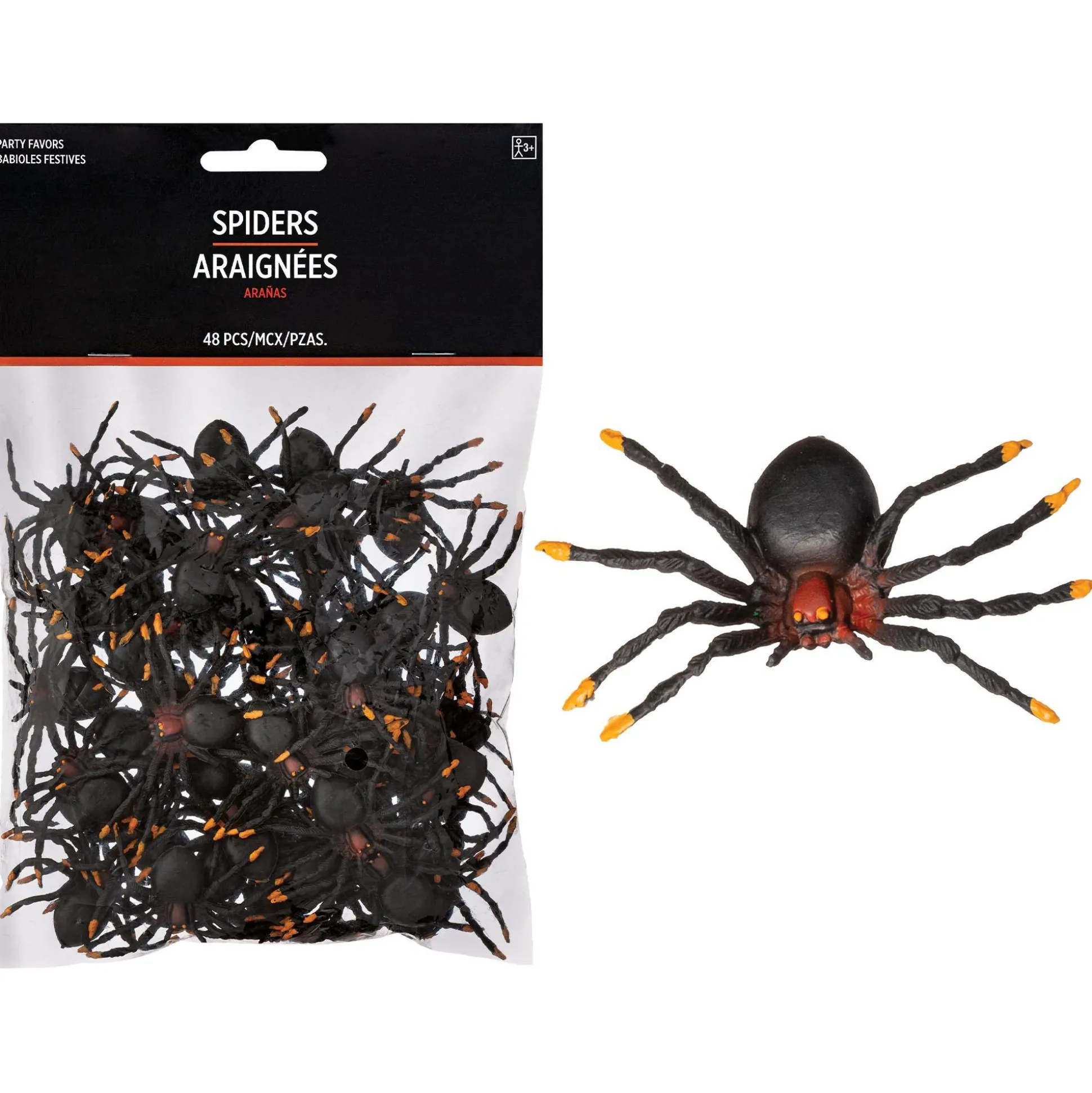 Party City Mini Plastic Spiders, 1.5In X 2In, 48Ct| Favors & Favor Bags