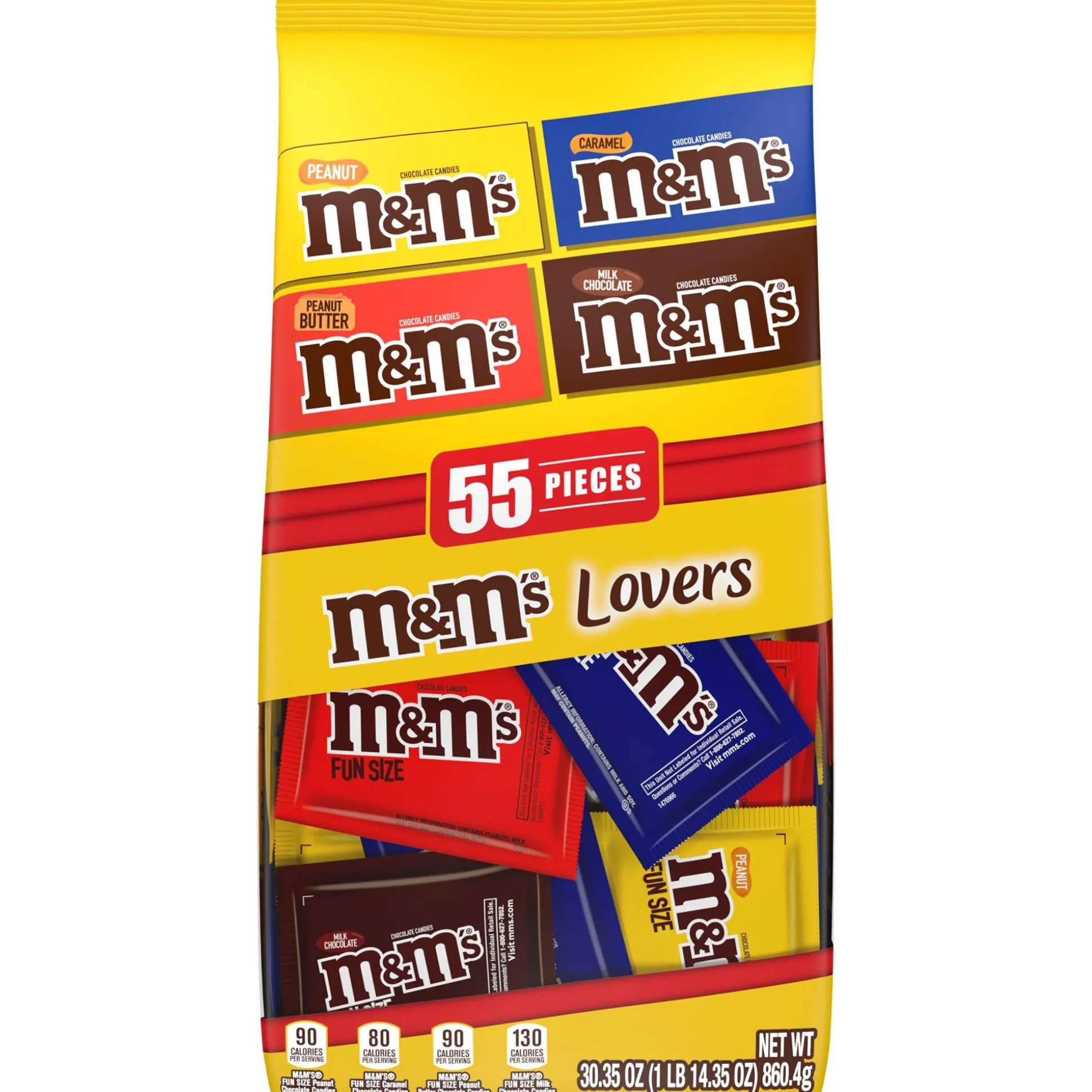 Clearance M&M's Lovers Chocolate Candies Variety Mix Bag, 30.35Oz, 55Pc - Caramel, Milk Chocolate, Peanut & Peanut Butter Chocolate Candy