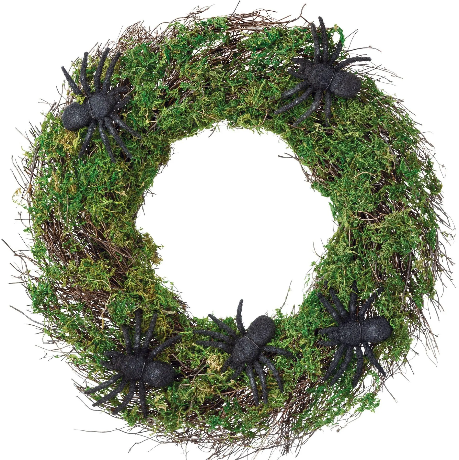 Party City Natural Moss Spider Wreath, 18.5In| Home Décor